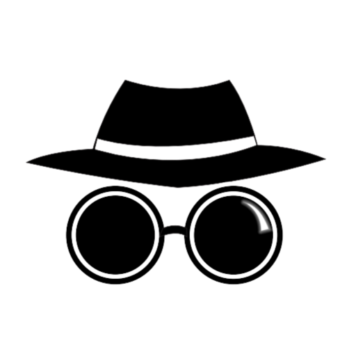 site icon - a black and white logo of a hat with a white band on top of round eyeglasses